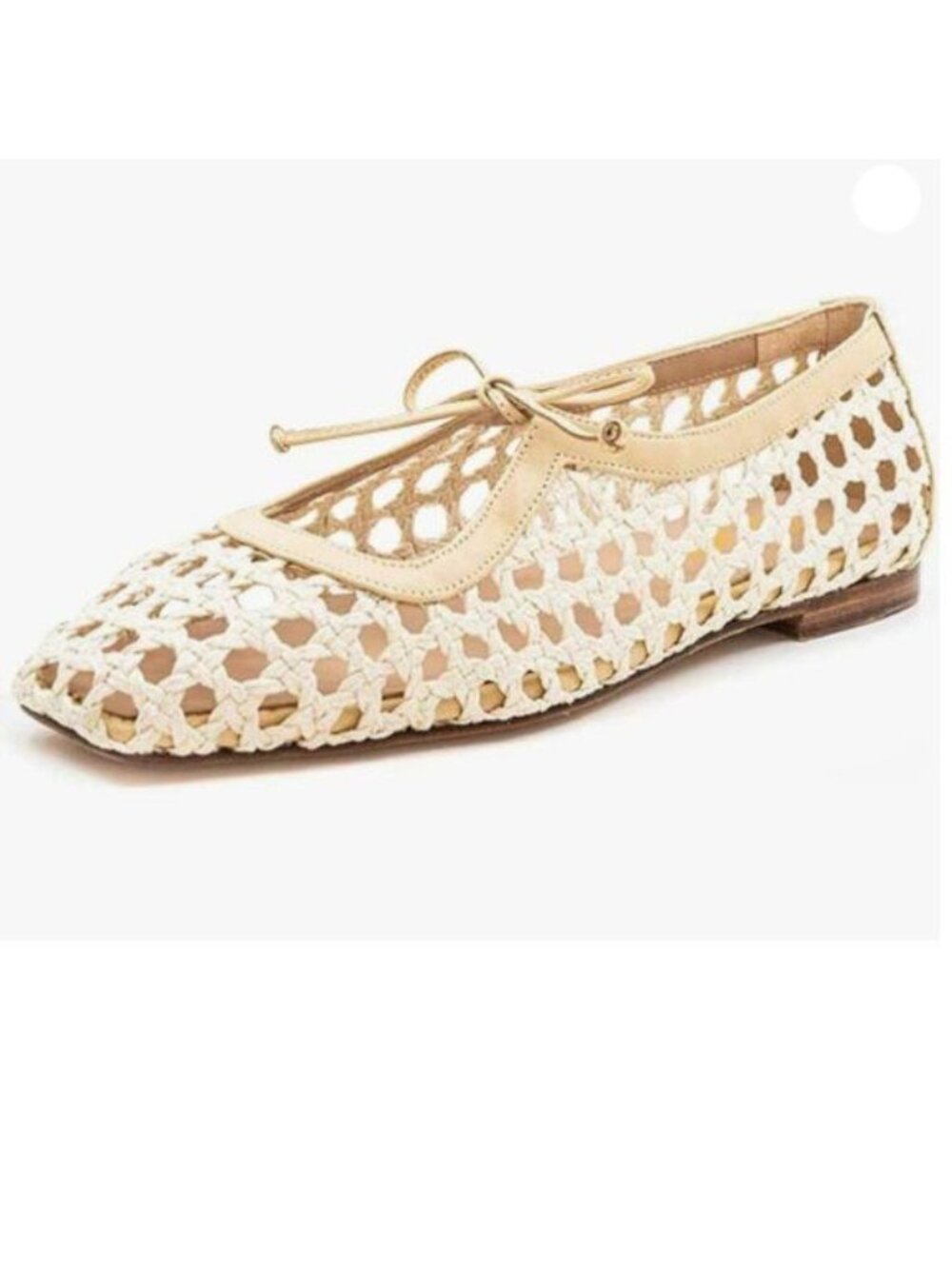 Pazzion Women Bowtie Closed Square Toe Mary Jane Flats Slip On Ivory Braided